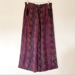 NEW Rebecca Taylor Palazzo Wide Leg Silk Pants 14 Purple Black